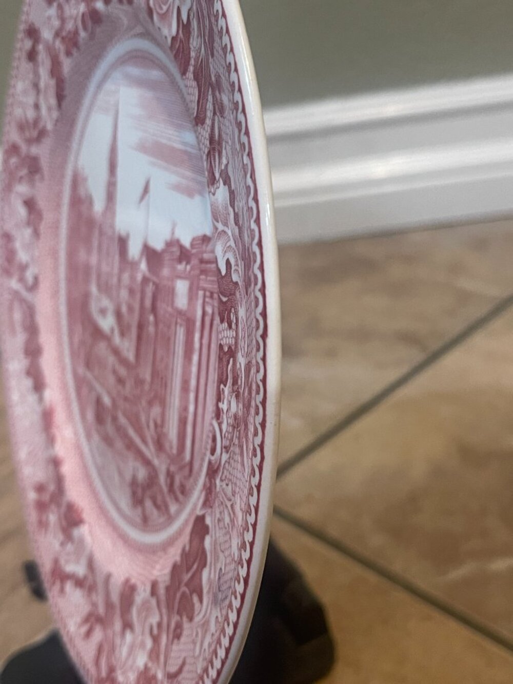 Johnson Bros Historic America Wall Street Red Transferware Plate - Picture 4 of 9